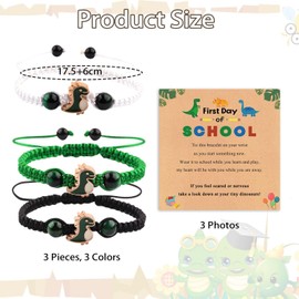 3 Pieces Dinosaur Bracelet and 3 Cards, Hand-Woven Bracelet, Children's Jewelry, Friendship Bracelet, Party Gift.