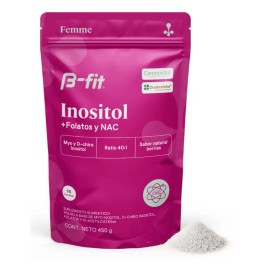 B-FIT Myo Inositol y D Chiro Inositol Fórmula 40:1 con FOlatos y NAC 450g - Sabor Frutos Rojos - Extracto en Polvo 90 Servicios - Alta Biodisponibilidad
