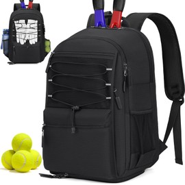 Mochila de Tenis Para Mujeres y Hombres Bolsa de Tenis Grande Mochila Padel de 2 Raquetas Resistente con Bolsillo Aislado Ventilado para Zapatos Paletas de Pepinillo, Raqueta de Bádminton y Squash