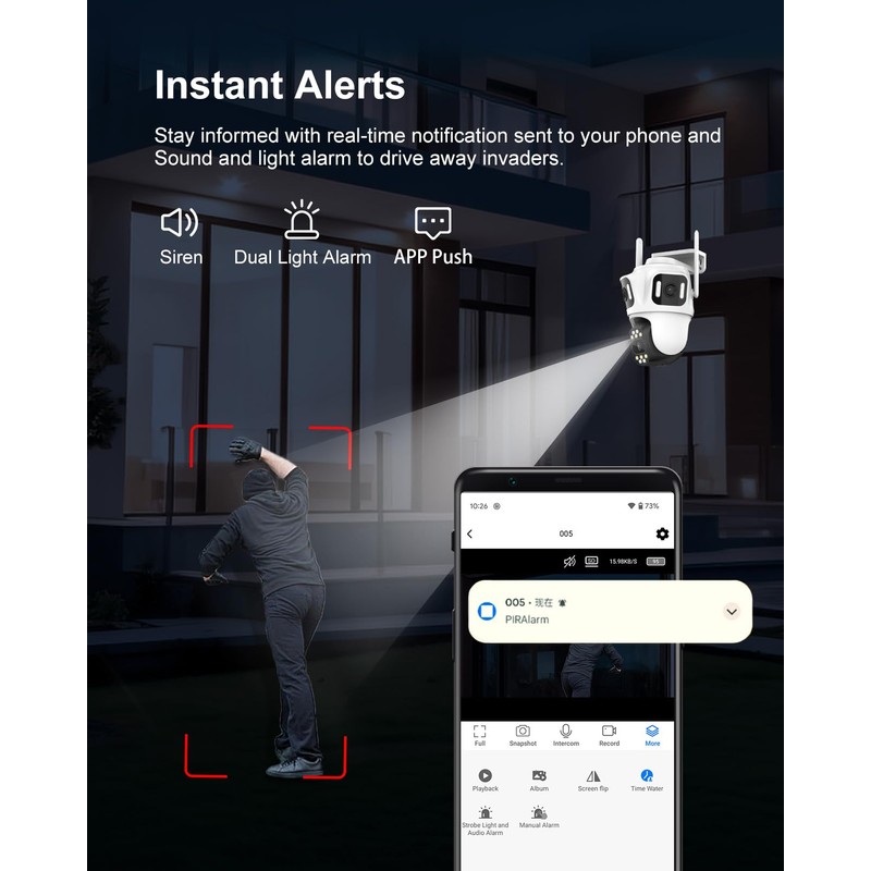STONVUE 9MP Three Lens Wireless Outdoor Security Camera, 360° Pan/Tilt,