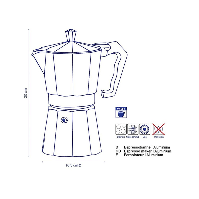 Kela Italia 10592 Espresso Pot for 9 Cups