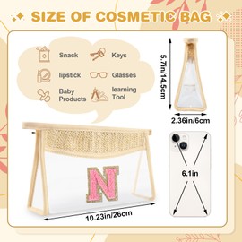 Pequeña bolsa de maquillaje personalizada con inicial A-Z de chenilla, bonita bolsa de maquillaje de letras transparentes con cierre, moderna bolsa de aseo de viaje aprobada por la TSA, regalo ideal