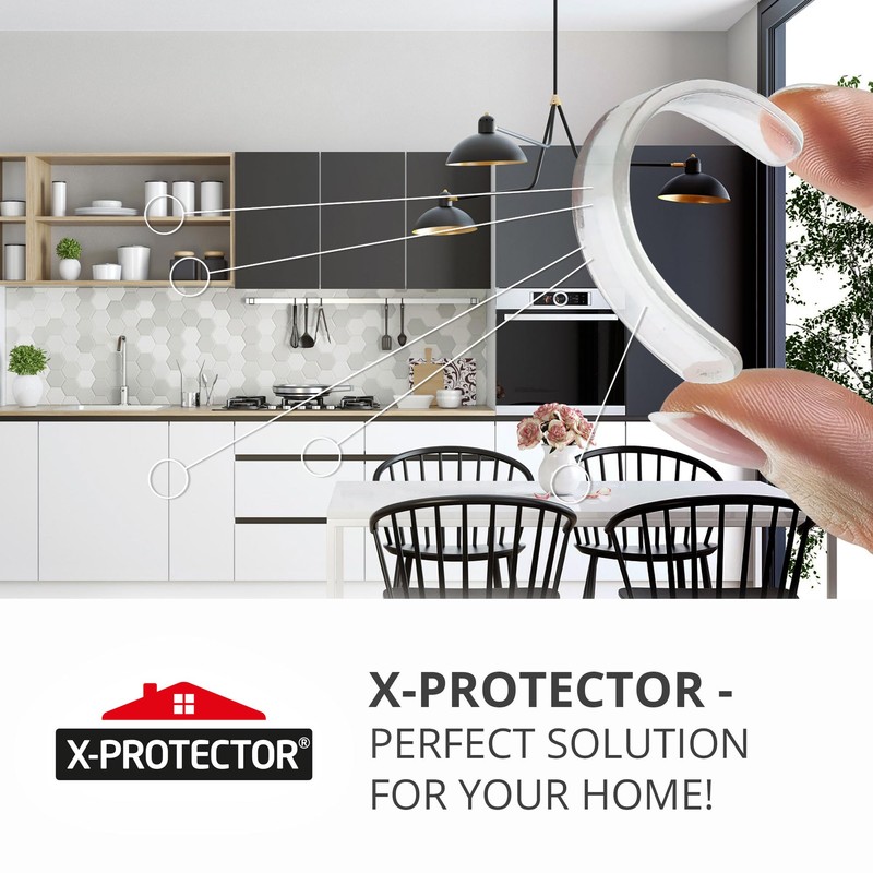 X-Protector Cabinet Door Bumper Strips - 40 PCS - Clear