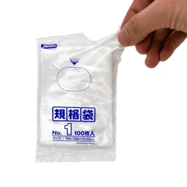 Japax K-01 Transparent Plastic Bags, Height 3.9 x Width 2.4 x Thickness 0.0012 inches (10 x 6 x 0.03 mm), 100 Standard Bags No.1