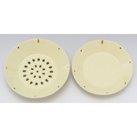 Kiln SOUSEN Medium Plate, White, 5.9 inches (15 cm), Setoyaki, Drainer Dish, Fruit (Pineapple) Pattern