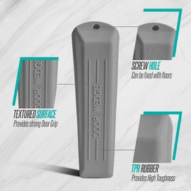 UNS Essentials 5 Pack Rubber Door Stoppers for Bottom of Door, Premium Door Wedge Stopper, Suitable for All Floors Non-Slip Rubber Door stopper wedge, Self-Adhesive Door Stops for Heavy Doors (Grey)