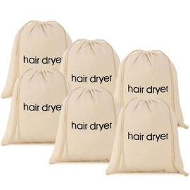 ERKXD Paquete de 6 bolsas para secador de pelo con cordón, bolsa para secador de pelo para baño de viaje (6 piezas blancas)