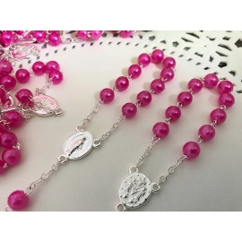 Unbranded 50 Mini Rosary HOT PINK Baptism Favors/recuerdos De Bautizo/Christening Favors