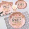 POPOYU 16Pcs 60th Birthday Rose Gold Paper Plates 9 inch,