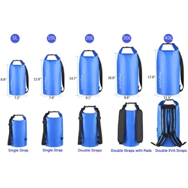 OMGear Waterproof Dry Bag Backpack Waterproof Phone Pouch 40L/30L/20L/10L/5L Floating Dry Sack For Kayaking Boating Sailing Canoeing Rafting Hiking Camping Outdoors Activities (dark blue, 5L)
