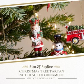 Spode Christmas Tree Tartan Nutcracker Ornament - Festive Decoration, Novelty Bauble for Seasonal Decor - Ideal Holiday Keepsake Ornament for Christmas - Collectible Ornament for Home Decoration