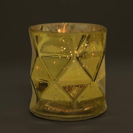 Koyal Wholesale 3.75" Tall Gold Geometric Mercury Glass Candle Holders, Set of 6 Holders, Bulk Tealight Holders