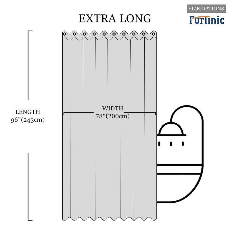 Extra Long No Hook Shower Curtain,Polyester Fabric Bathroom Curtains with