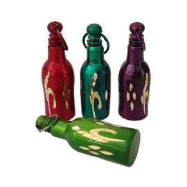 Surmadani Bottle Shape Antique Pot Hand Bottle Without Surma Design Eyeliner Kajal Holder 2"- Pack of 4