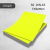 50 Labels in Neon Yellow, DIN A5 Large, Neon Paper