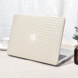 Seorsok Compatible with MacBook Air 13.6 inch Case 2022-2024 2025 A3240 M4 A2681 M2 A3113 M3 Touch ID,Elegant Leather Plastic Hard Case Transparent Keyboard Cover,Beige Tartan PVC Leather