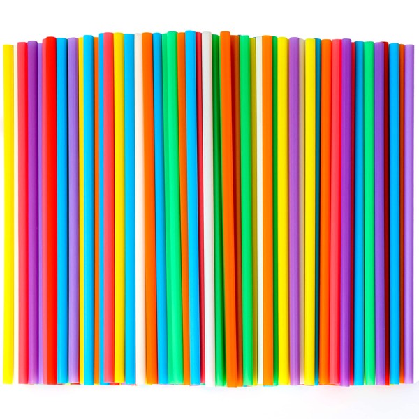500 Pcs Colorful Disposable Drinking Plastic Straws.(0.23'' diameter and 8.26" long)-8 Colors