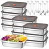 10Pcs 316 Stainless Steel Food Storage Containers Airtight Lids 50oz/1500ml