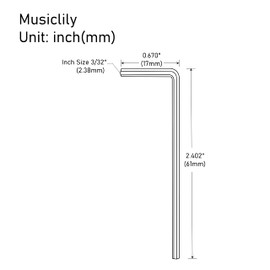 Musiclily Basic 3/32" Steel Guitar Allen Key Hex Wrench for 70s Fender Instrument with Micro Tilt Neck Adjustment, Black (Set of 2)