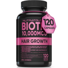 Biotin 10000MCG Hair Vitamins For Hair Growth Women - Promotes Healthy Skin & Nail Growth - Supports Muscle Function - Biotin Supplement - Hair Growth Products for Women - 120 capsules