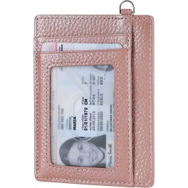 Unbranded Women's Genuine Leather RFID Card Holder Thin Front Pocket Wallet with Keychain