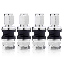 UP-BASE TR33E Air Valve, Tire Valve, Tire Wheel, Inside Valve, Cap, Metal, Short, Total Length 1.3 inches (33 mm), General Purpose, Set of 4