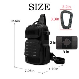 Ousawig Tactical Sling Bag Molle Sling Backpack Chest Shoulder Bag for Men Hiking Camping Trekking (black)