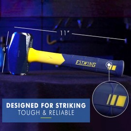 ESTWING Sure Strike Drilling/Crack Hammer - 3-Pound USA Made Sledge with Fiberglass Handle & No-Slip Cushion Grip - MRF3LB