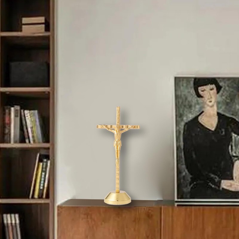 Imerance Crucifix Wall Cross Small Metal Slender Catholic Crosses Golden