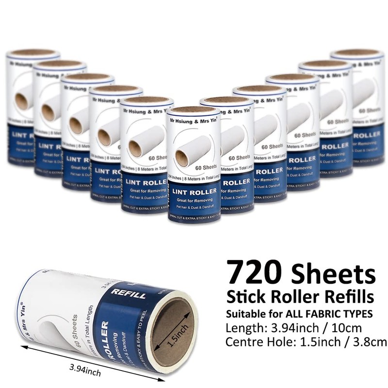 Mr Hsiung & Mrs Yin 720 Sheets Lint Roller Refills