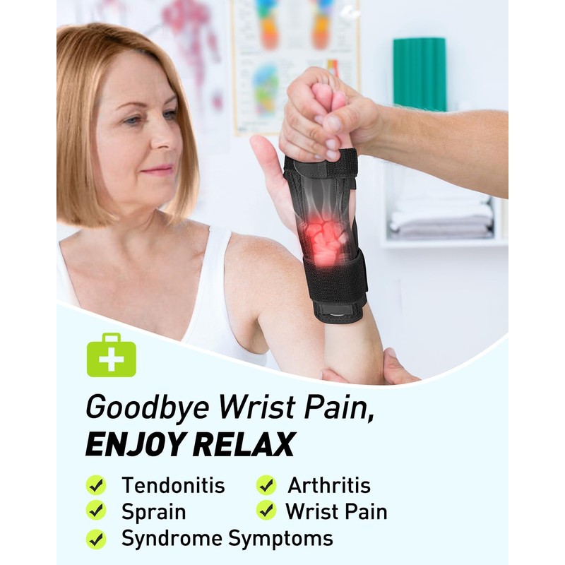 LETSHAKE Wrist Brace Night Support, Carpal Tunnel Wrist Brace with