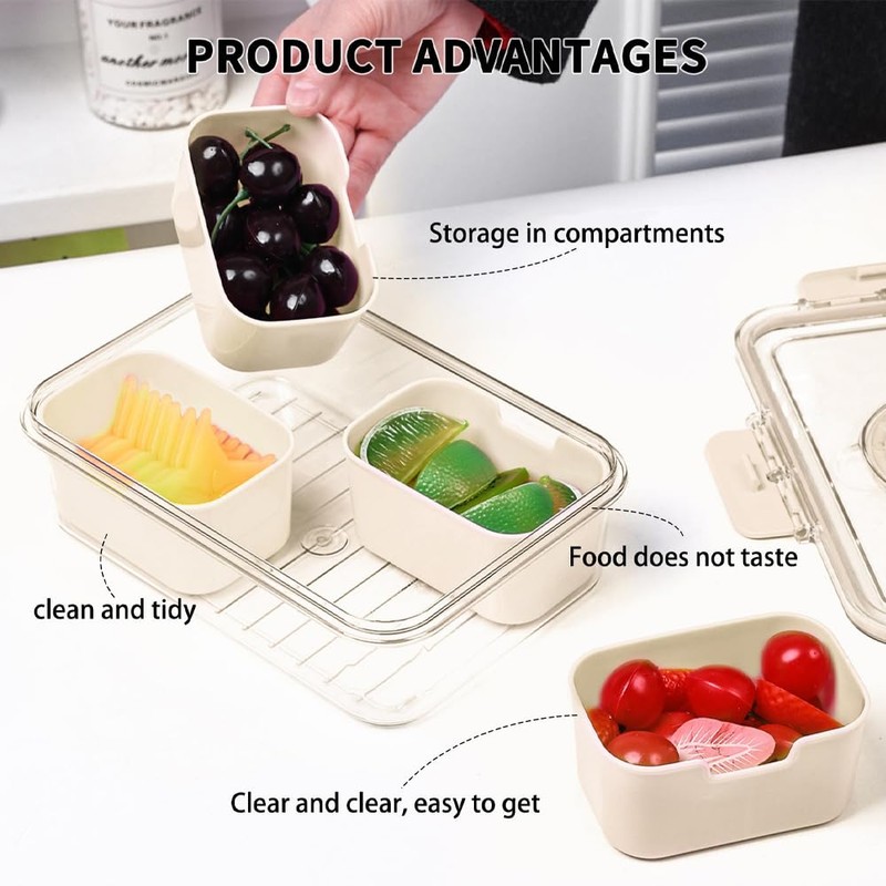 Small Snackle Box Container with Lid, 4 Compartment Travel Snack