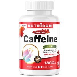 Nutridom Caffeine Pills, 200mg Caffeine per Dose, Safely and Effectively Helps You Stay Awake, No Sugar, Calories or Hidden Ingredients, Energy & Focus Supplement, 120 Tablets