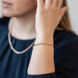 MATERIA by Matthias Wagner Women's Bracelet 925 Silver Rose Gold Plated Snake Chain 3 mm Wide, Sterling Silver