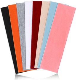 DRESHOW Women's Thin Sports Headband Cotton Hair Bands Elastic Headband Non-Slip Hair Band Yoga Running Pack of 8, 8 Pack E Solid Color 07
