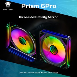 TZMRIT Prism 6PRO RGB PC Fan 120 mm Pack of 3 [Three Infinite Mirrors on the Side] [1600±10% RPM] 5V3PIN ARGB and 12V4PIN PWM Fan Black