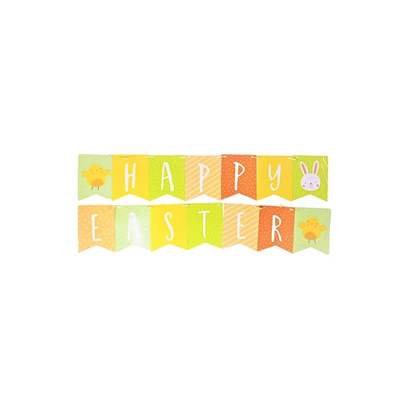 Happy Easter Banner - Chick & Bunny Flag Bunting Garland