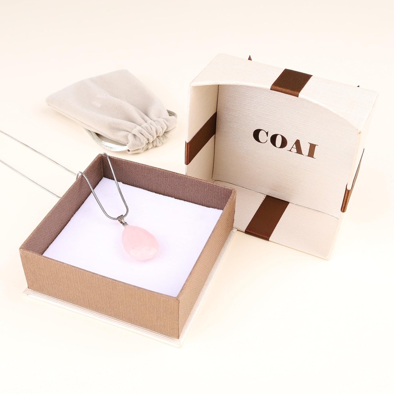 Koai Women's Cut Rose Quartz Power Stone Necklace, Rose Quartz,