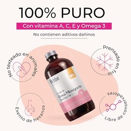 HEBBE - Aceite de Rosa Mosqueta 500 ml | Anti-Cicatriz y Anti-Estrías | Reductor de Manchas en la Piel | Estimulador de Circulación Sanguínea | Regene