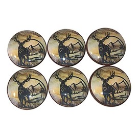 Twisted R Design Deer Cabinet Knobs, Knobs for Kitchen Cabinets & Drawers, Matching Cabinet Knobs & Pulls, 1.5" Round Dresser Knobs (Set of 6 Standing Buck)