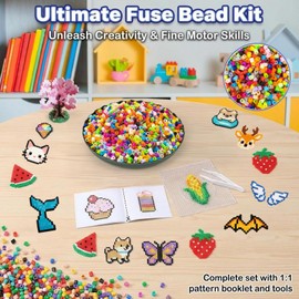 Sukh 5400+Pcs Fuse Beads - Fuse Beads Kit Bulk Iron Bead for Kids Crafts, Ideal for Boys and Girls Christmas Birthday Gifts (Red)