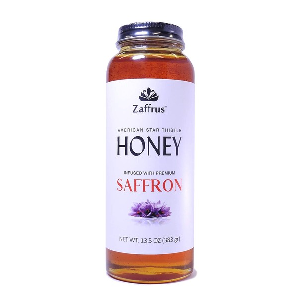 Zaffrus - Saffron Infused Honey - American Star Thistle Honey Infused with Premium Saffron / 13.5 oz (383 gr)