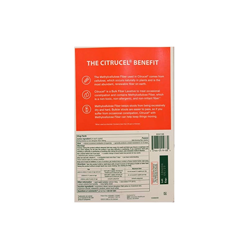 Citrucel Methylcellulose Fiber Therapy For Irregularity - 240 Caplets