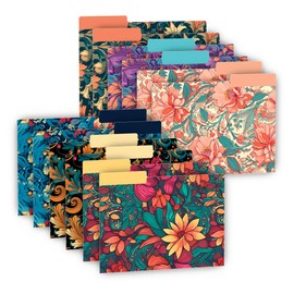 MARBOL Stores 12pcs Decorative File Folders Letter Size, Office Supplies, Decorative Manila 1/3 Cut tap, Pretty File folders, Cute Folders with Colorful Floral Patterns