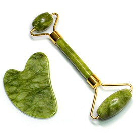 Partner company Natural Jade Facial Massager Face Roller Massager (Green) / 천연 옥 얼굴 마사지기 페이스 롤러 마사지 안마기 (그린)