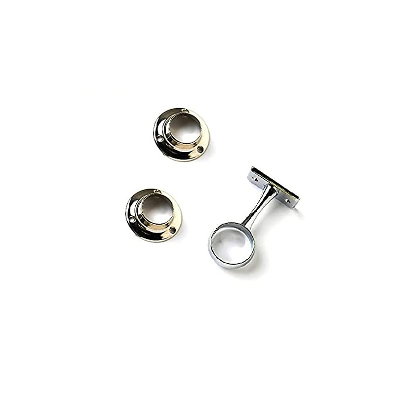 Merriway BH04413 (3 Pcs) Chrome Wardrobe Clothes Tube Rail Rod