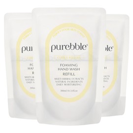 PUREBBLE Foaming Hand Soap, Citrus Yellow, 10.14fl.oz (Refill, Pack of 3) | with Hyaluronic Acid, Lemon Scent | For Kitchen and Bathroom | Cruelty Free Sulfate Free