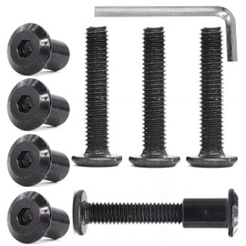 cSeao 10-Pack M6 x 55mm Black Allen Bolts Joint Connecting Bolts Socket Cap Screws and Rivet Cap Nuts Kit for Furniture Chairs Bed Crib