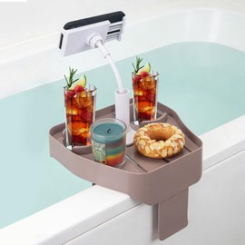 PIRXXIY Hot Tub Table Tray with Adjustable Phone Holder, Inflatable Hot Tub Accessories with 2 Drink Holders, Fits Outdoor Inflatable Spa/Pool, Idea Gifts for Women and Parents