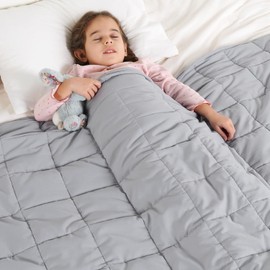 Kivik Weighted Blanket 7 lbs, 41" x 60" Grey Weighted Blankets for Small Single/Twin Size Bed, All-Season Breathable Soft Heavy Blanket for Travel, Calming & Sleep, Washable